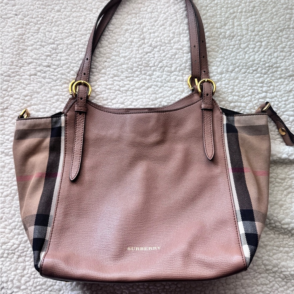 Burberry Pink and Brown Check Shoulder Bag